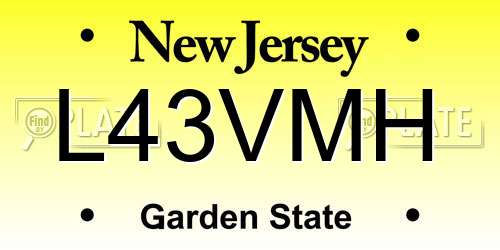 L43VMH New Jersey License Plate