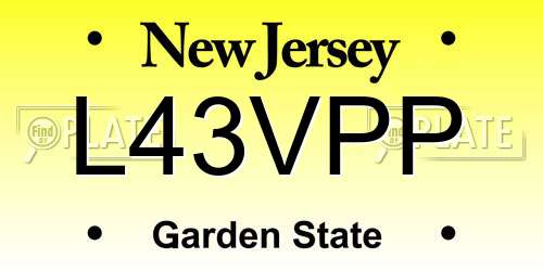 L43VPP New Jersey License Plate