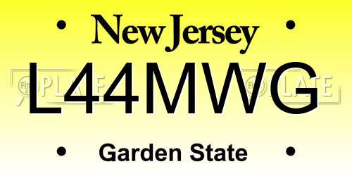 L44MWG New Jersey License Plate