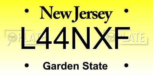L44NXF New Jersey License Plate