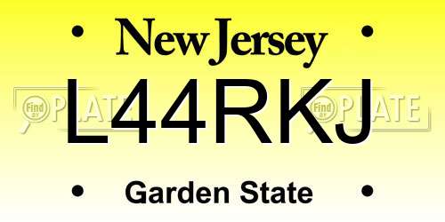 L44RKJ New Jersey License Plate