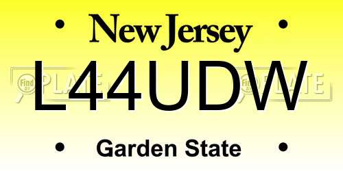 L44UDW New Jersey License Plate