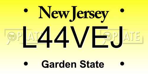 L44VEJ New Jersey License Plate
