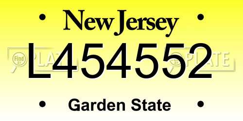 L454552 New Jersey License Plate