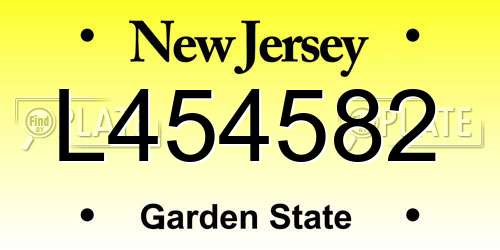 L454582 New Jersey License Plate