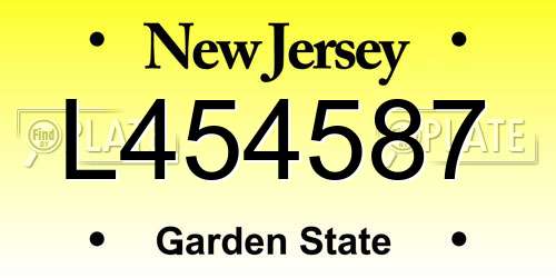 L454587 New Jersey License Plate