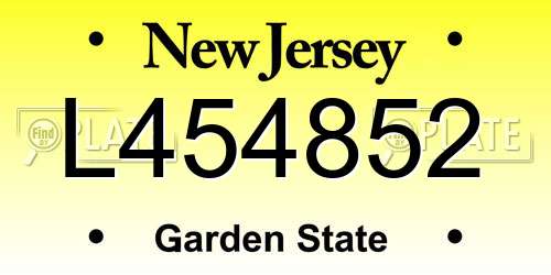 L454852 New Jersey License Plate