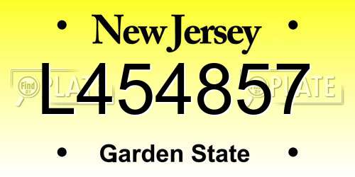 L454857 New Jersey License Plate