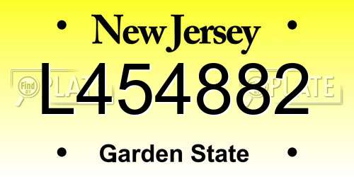 L454882 New Jersey License Plate