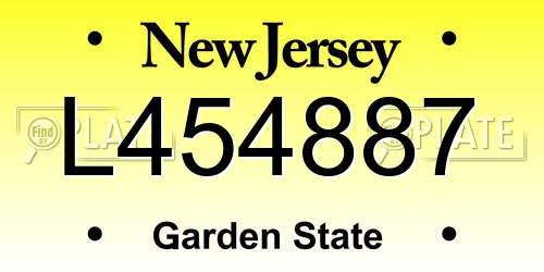 L454887 New Jersey License Plate