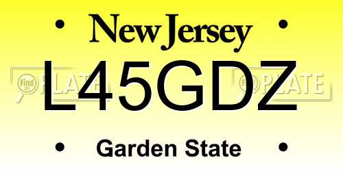 L45GDZ New Jersey License Plate