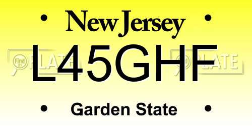 L45GHF New Jersey License Plate