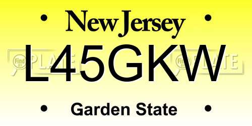 L45GKW New Jersey License Plate
