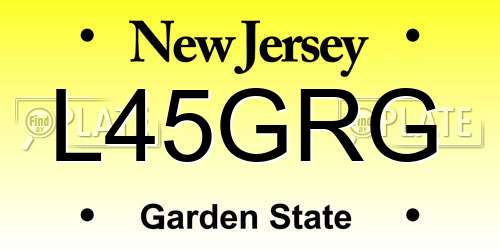 L45GRG New Jersey License Plate