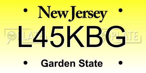 L45KBG New Jersey License Plate