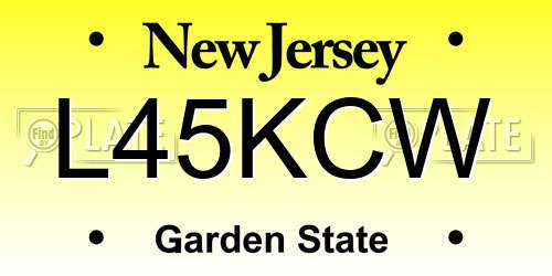 L45KCW New Jersey License Plate