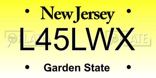L45LWX New Jersey License Plate