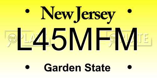 L45MFM New Jersey License Plate