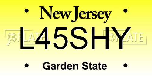 L45SHY New Jersey License Plate