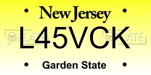 L45VCK New Jersey License Plate