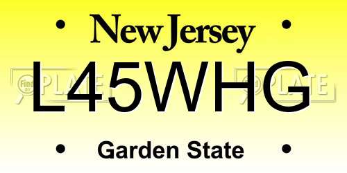L45WHG New Jersey License Plate