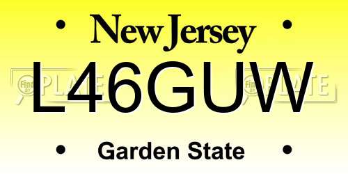 L46GUW New Jersey License Plate