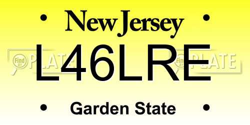 L46LRE New Jersey License Plate