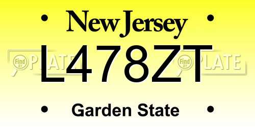 L478ZT New Jersey License Plate