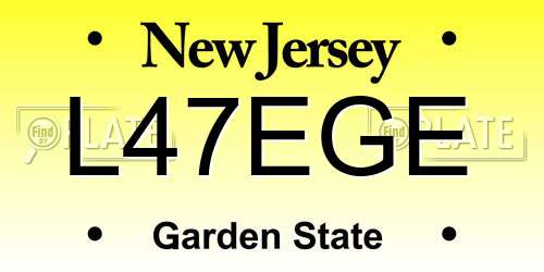 L47EGE New Jersey License Plate