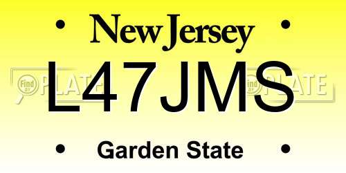 L47JMS New Jersey License Plate