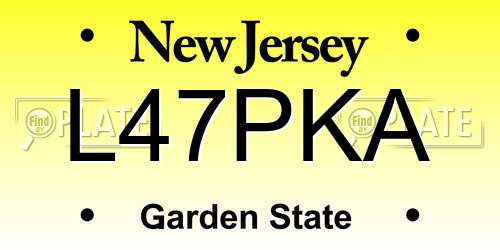 L47PKA New Jersey License Plate