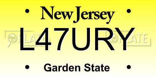 L47URY New Jersey License Plate