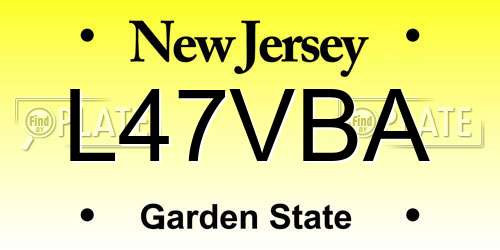 L47VBA New Jersey License Plate