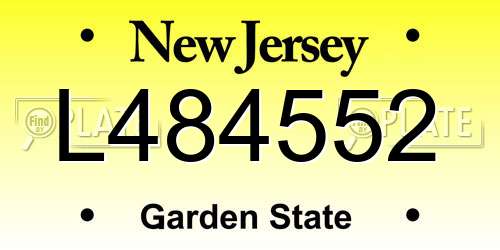 L484552 New Jersey License Plate