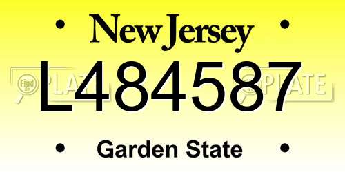 L484587 New Jersey License Plate