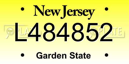 L484852 New Jersey License Plate