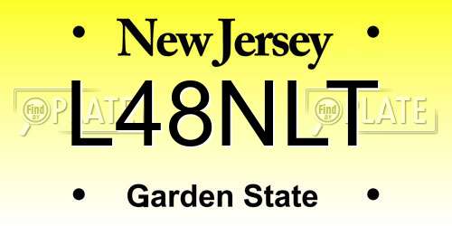 L48NLT New Jersey License Plate