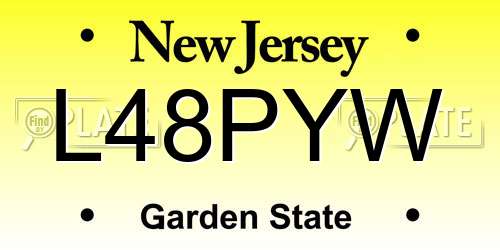 L48PYW New Jersey License Plate