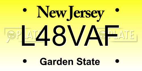 L48VAF New Jersey License Plate