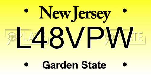 L48VPW New Jersey License Plate