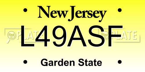 L49ASF New Jersey License Plate