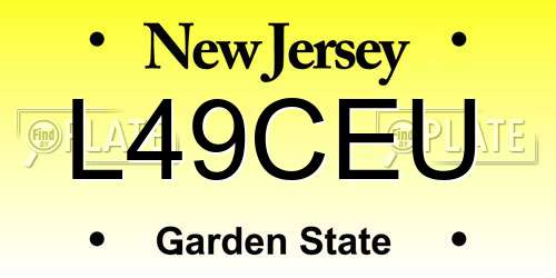 L49CEU New Jersey License Plate