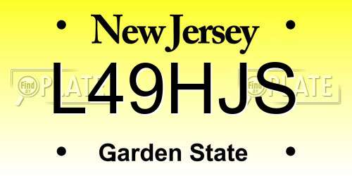 L49HJS New Jersey License Plate