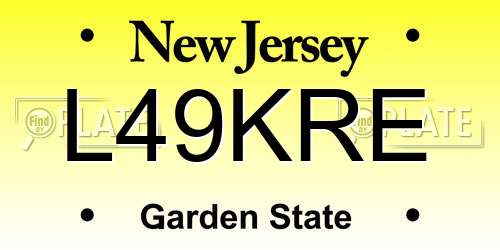 L49KRE New Jersey License Plate