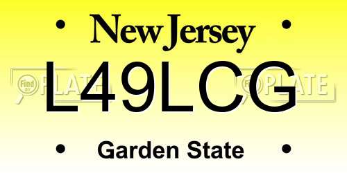 L49LCG New Jersey License Plate