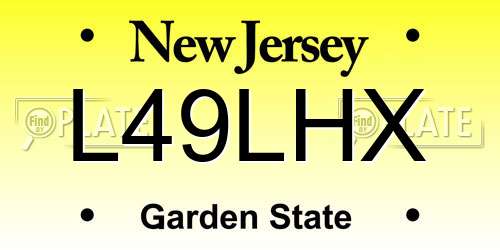 L49LHX New Jersey License Plate