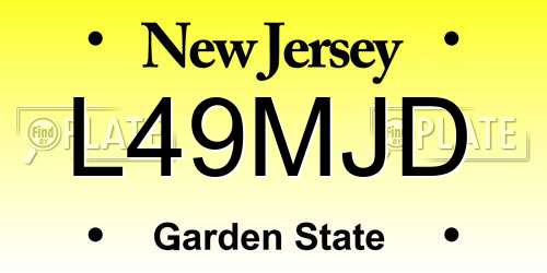 L49MJD New Jersey License Plate