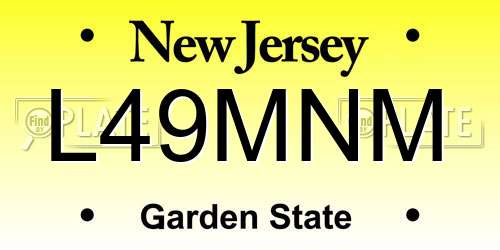 L49MNM New Jersey License Plate