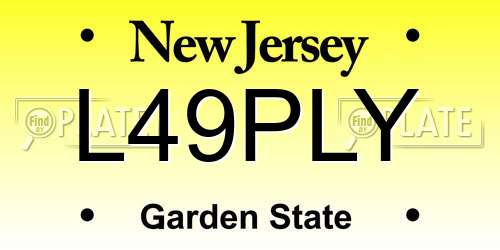 L49PLY New Jersey License Plate