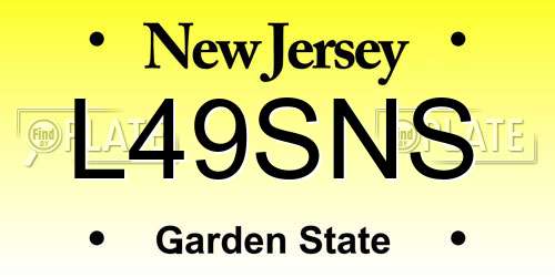 L49SNS New Jersey License Plate
